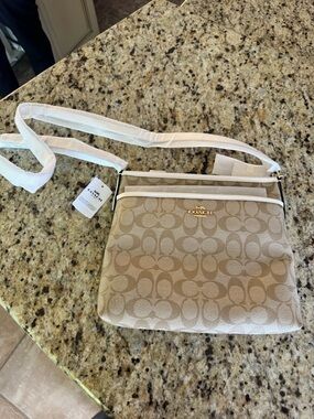 Coach Khaki and Chalk Signature Crossbody Bag